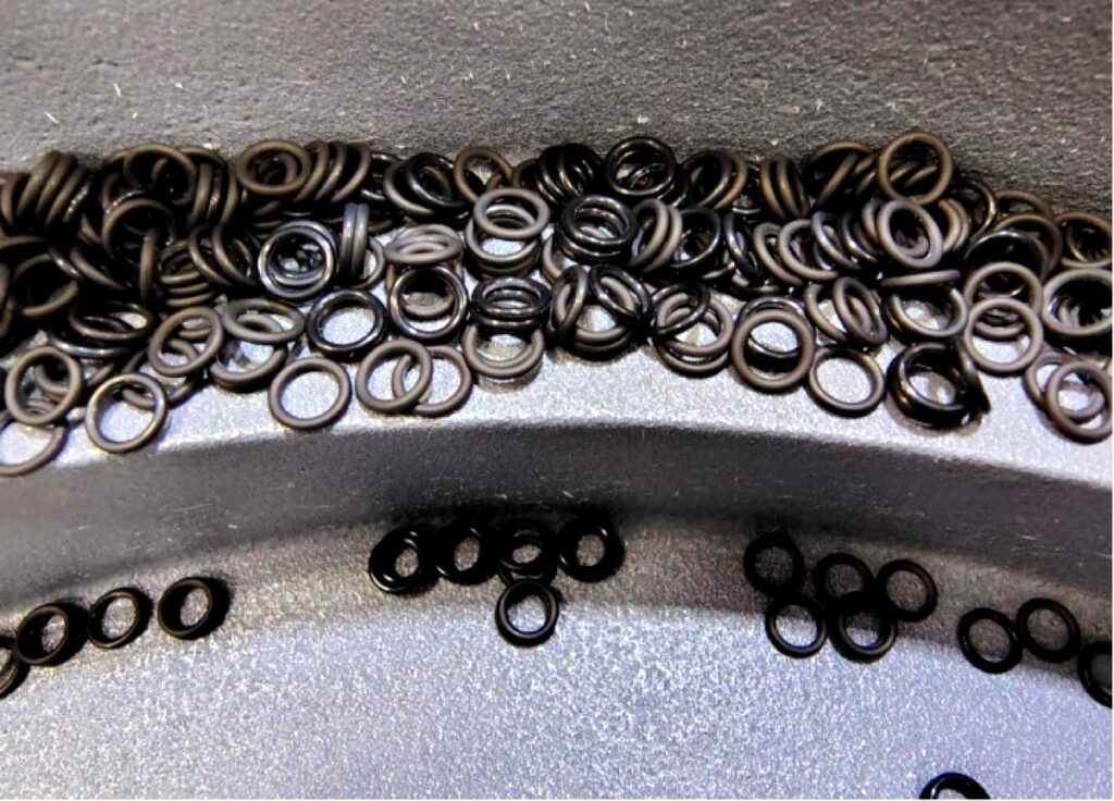 o-rings in a vibration bowl